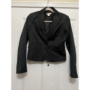 Kenar Women's Black Crop Lined Jacket Size XS Blazer Career Work Office Wear